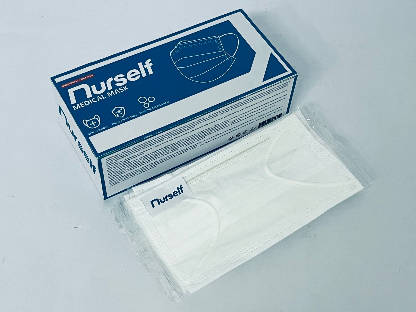 Nurself 50 Pcs White Disposable 3 Ply Earloop Face Masks,Fit for Adults