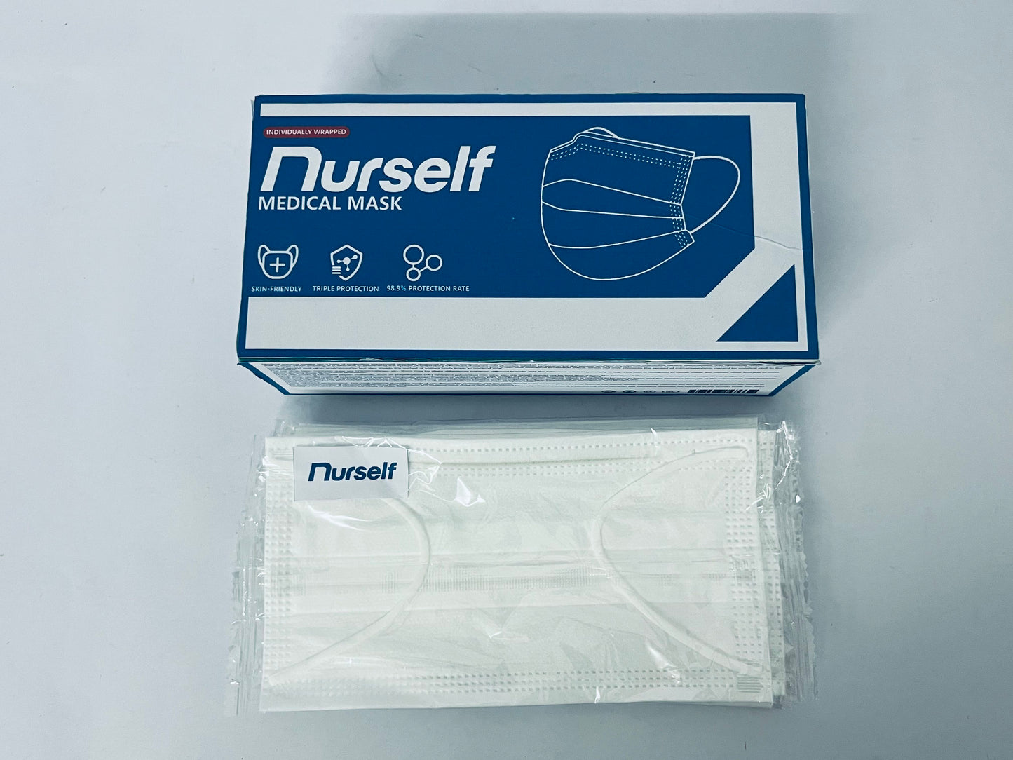 Nurself 50 Pcs White Disposable 3 Ply Earloop Face Masks,Fit for Adults