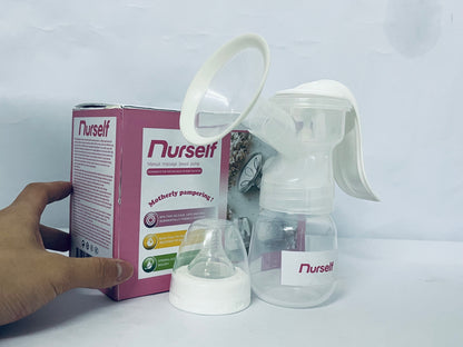 Nurself Manual Breast Pump, Silicone Hand Pump for Breastfeeding, Small Portable Manual Breast Milk Catcher, Baby Feeding Pumps & Accessories, White, Mothers Day Gifts, Travel Portable Breast Pump