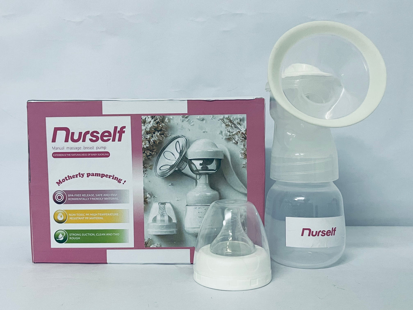 Nurself Manual Breast Pump, Silicone Hand Pump for Breastfeeding, Small Portable Manual Breast Milk Catcher, Baby Feeding Pumps & Accessories, White, Mothers Day Gifts, Travel Portable Breast Pump