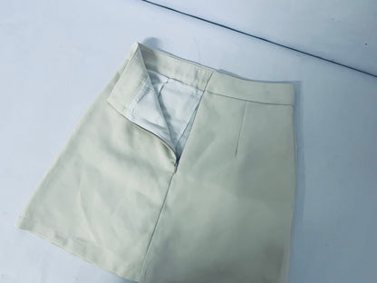 Nutrif Women's High-Waist Pleated Side-Slit Mini Skirt, Casual & Office Versatile A-Line Skirt