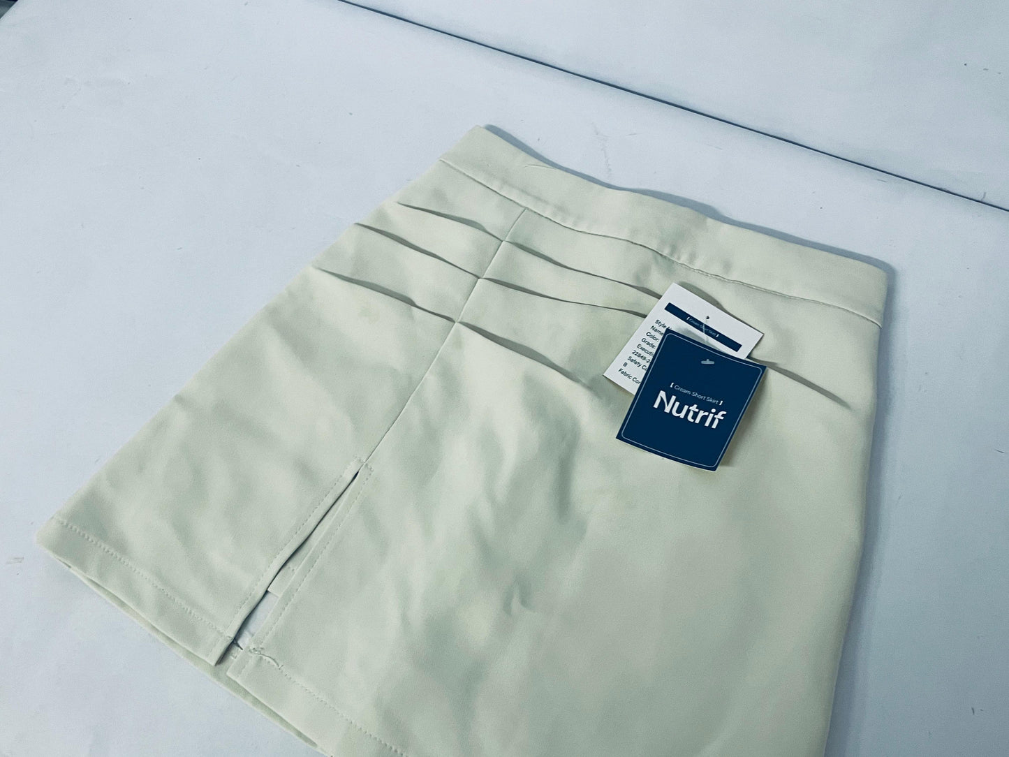 Nutrif Women's High-Waist Pleated Side-Slit Mini Skirt, Casual & Office Versatile A-Line Skirt
