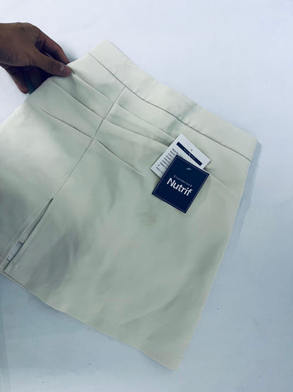 Nutrif Women's High-Waist Pleated Side-Slit Mini Skirt, Casual & Office Versatile A-Line Skirt