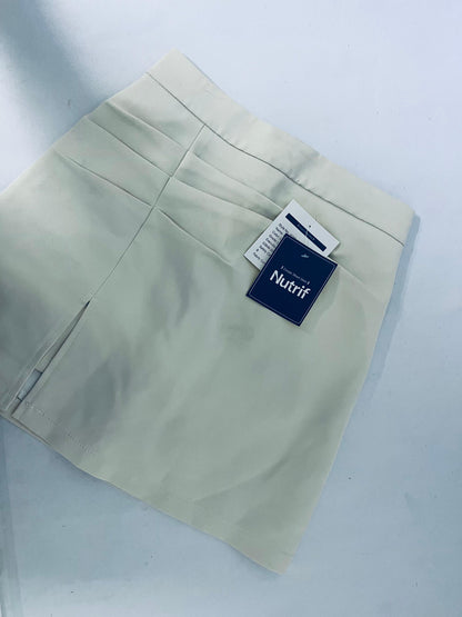 Nutrif Women's High-Waist Pleated Side-Slit Mini Skirt, Casual & Office Versatile A-Line Skirt