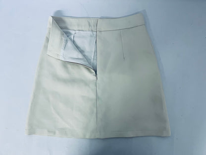 Nutrif Women's High-Waist Pleated Side-Slit Mini Skirt, Casual & Office Versatile A-Line Skirt