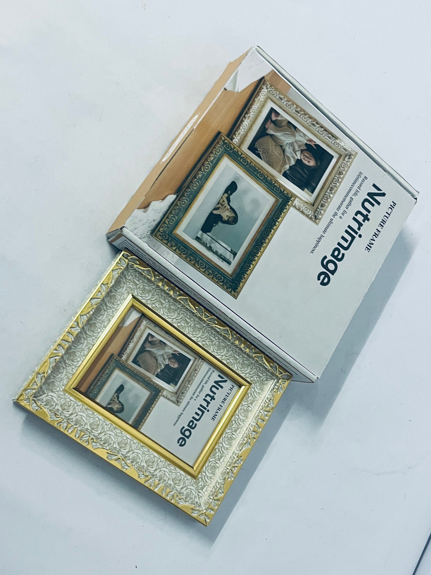 Nutrimage Picture Frame Glitter, Gold Bling 5 by 7 Photo Frames with HD Real Glass, for Wall or Tabletop Display, Family Friends Wedding Christmas Day Gift (Gold)