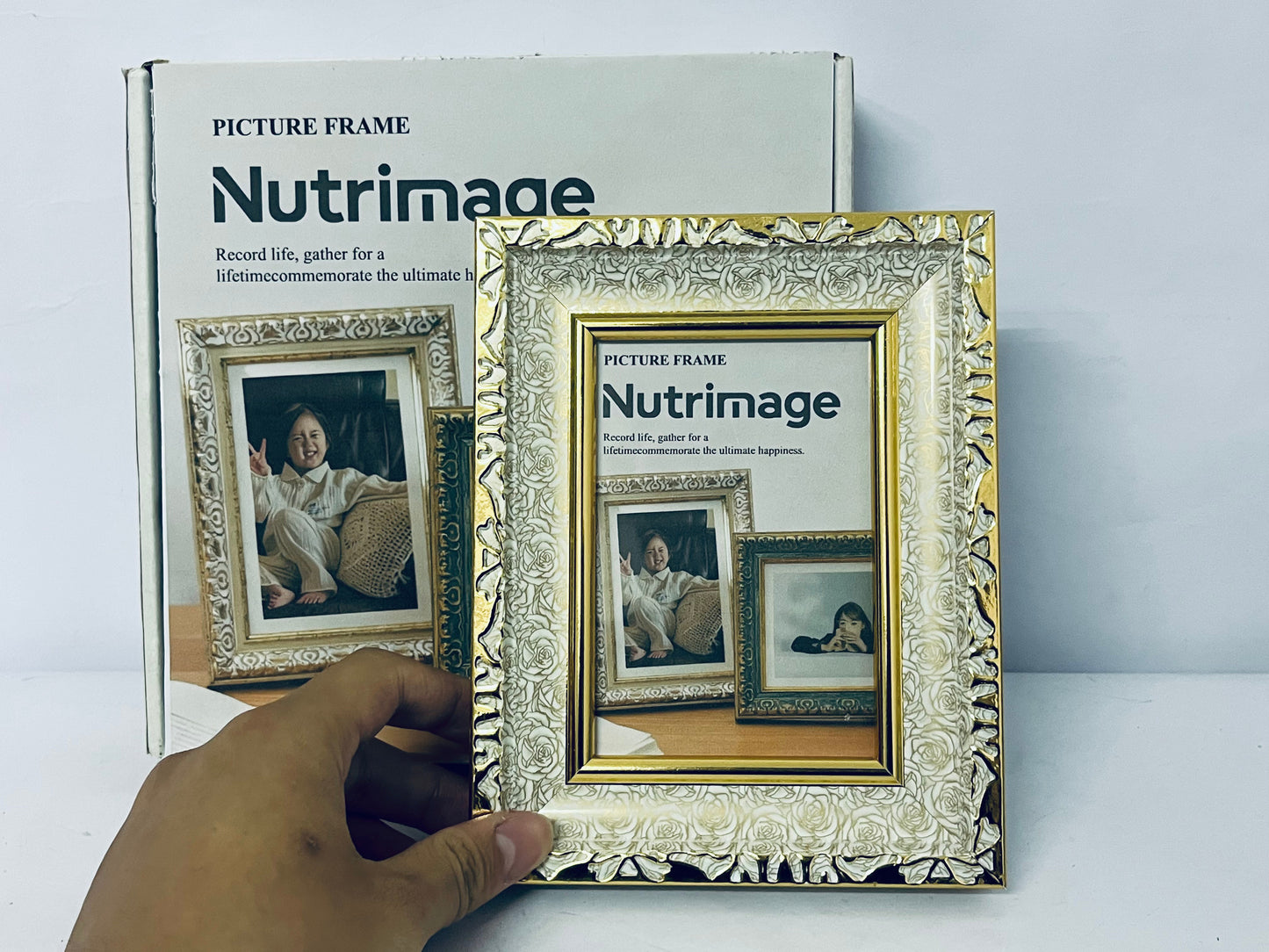 Nutrimage Picture Frame Glitter, Gold Bling 5 by 7 Photo Frames with HD Real Glass, for Wall or Tabletop Display, Family Friends Wedding Christmas Day Gift (Gold)