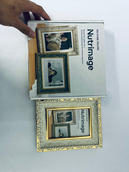 Nutrimage Picture Frame Glitter, Gold Bling 5 by 7 Photo Frames with HD Real Glass, for Wall or Tabletop Display, Family Friends Wedding Christmas Day Gift (Gold)