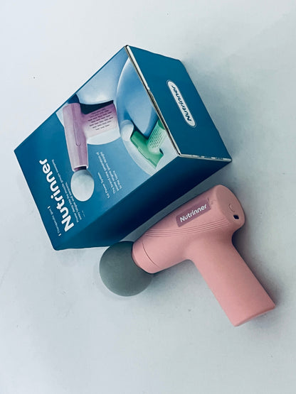 Nutrinner Massage apparatus Mini Massage Gun - Portable Muscle Therapy Deep Tissue Percussion Massager for Athletes, Pain Relief & Recovery, Quiet Technology, 6 Attachments, for Men & Women, Pink