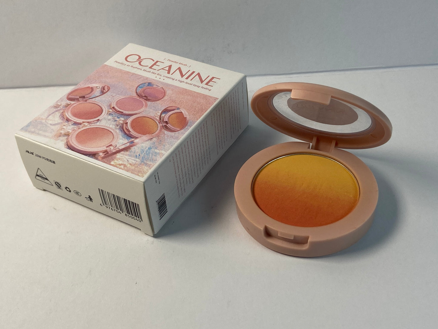 OCEANINE Baked Blush - Bella Bellini (0.12 Ounce) Vegan, Cruelty-Free Powder Blush - Shape, Contour & Highlight Face for a Shimmery or Matte Finish