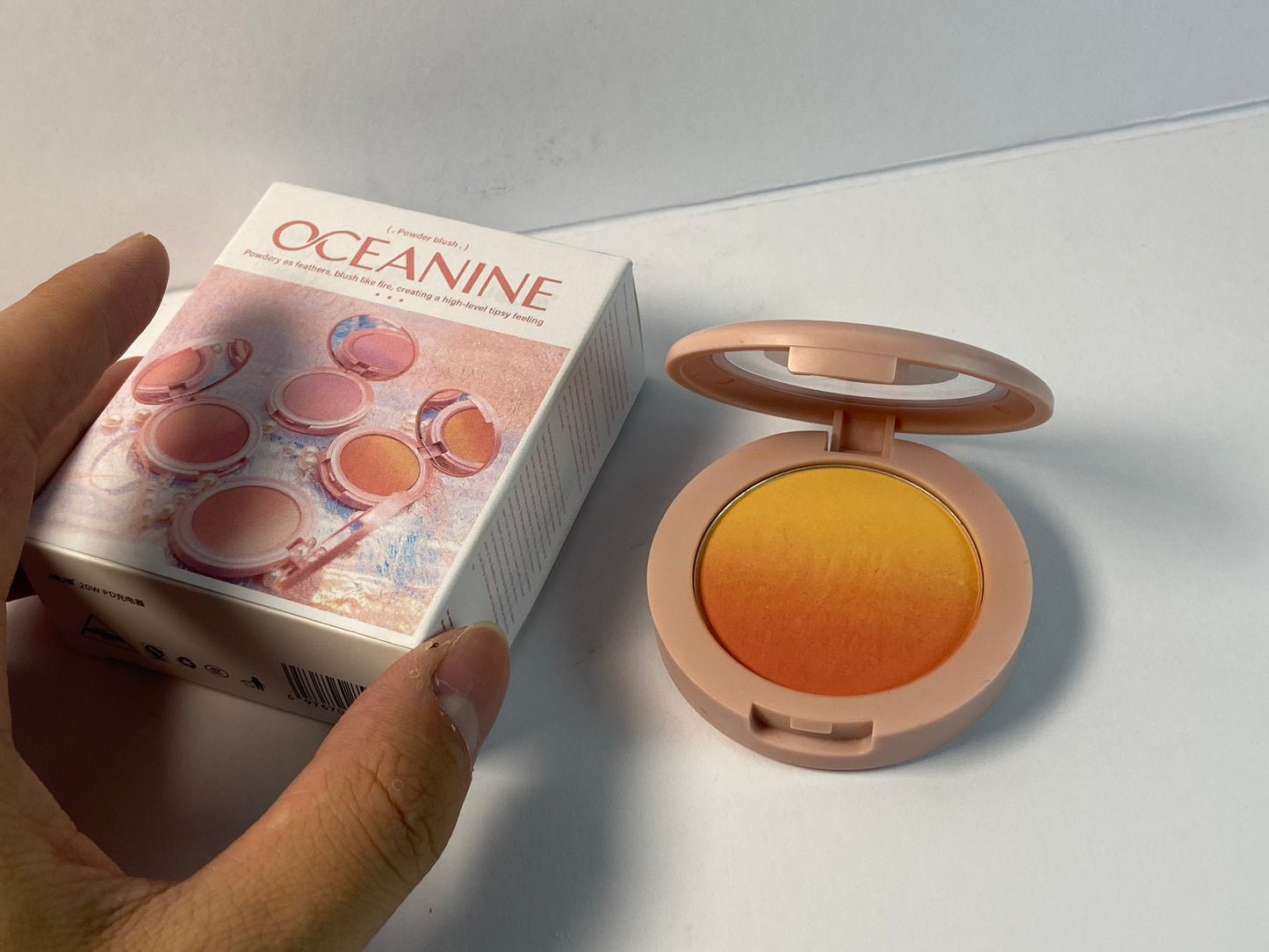 OCEANINE Baked Blush - Bella Bellini (0.12 Ounce) Vegan, Cruelty-Free Powder Blush - Shape, Contour & Highlight Face for a Shimmery or Matte Finish