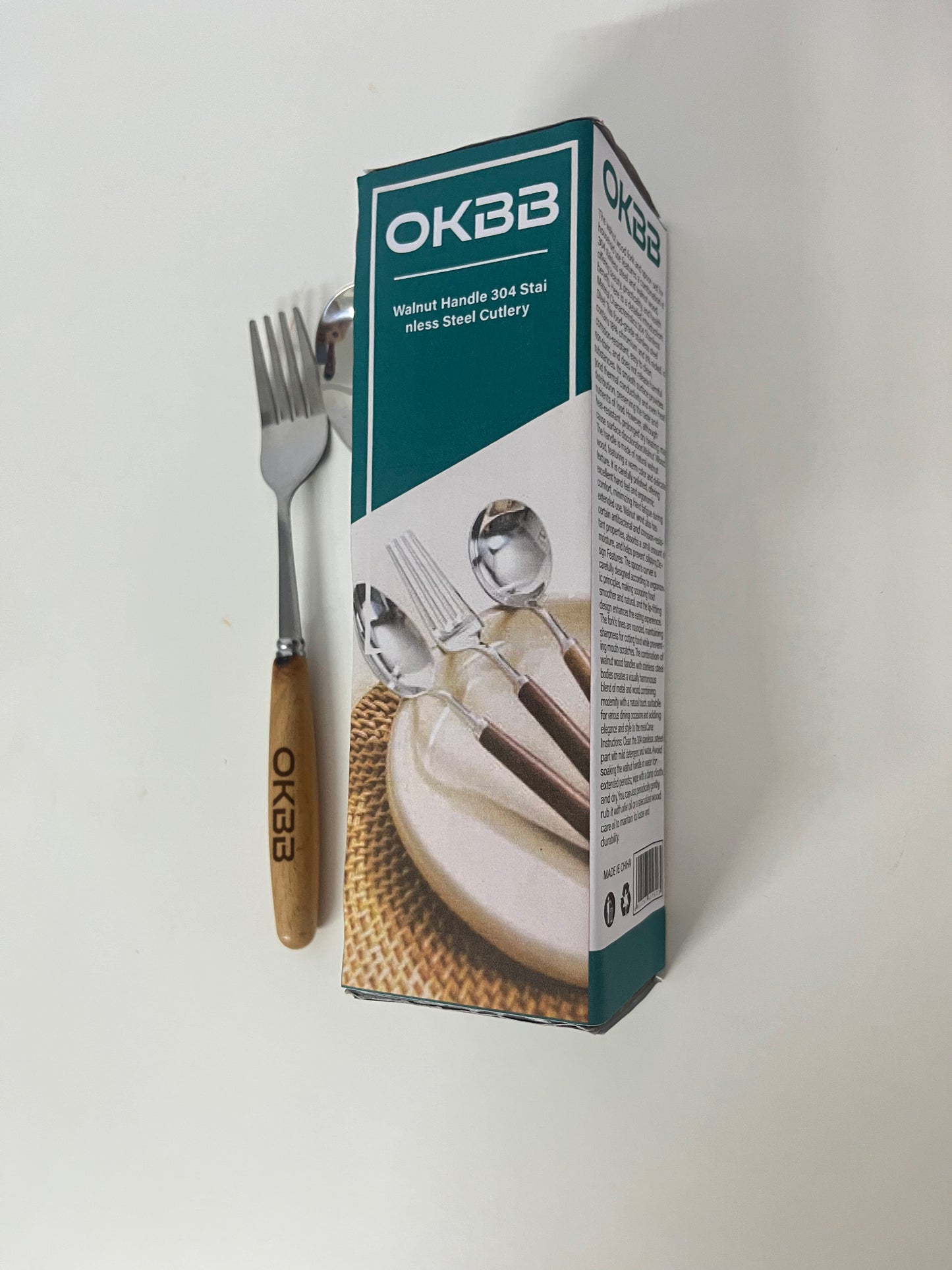 OKBB Flatware Set - Rustic Walnut & Stainless Steel for Chic Dining