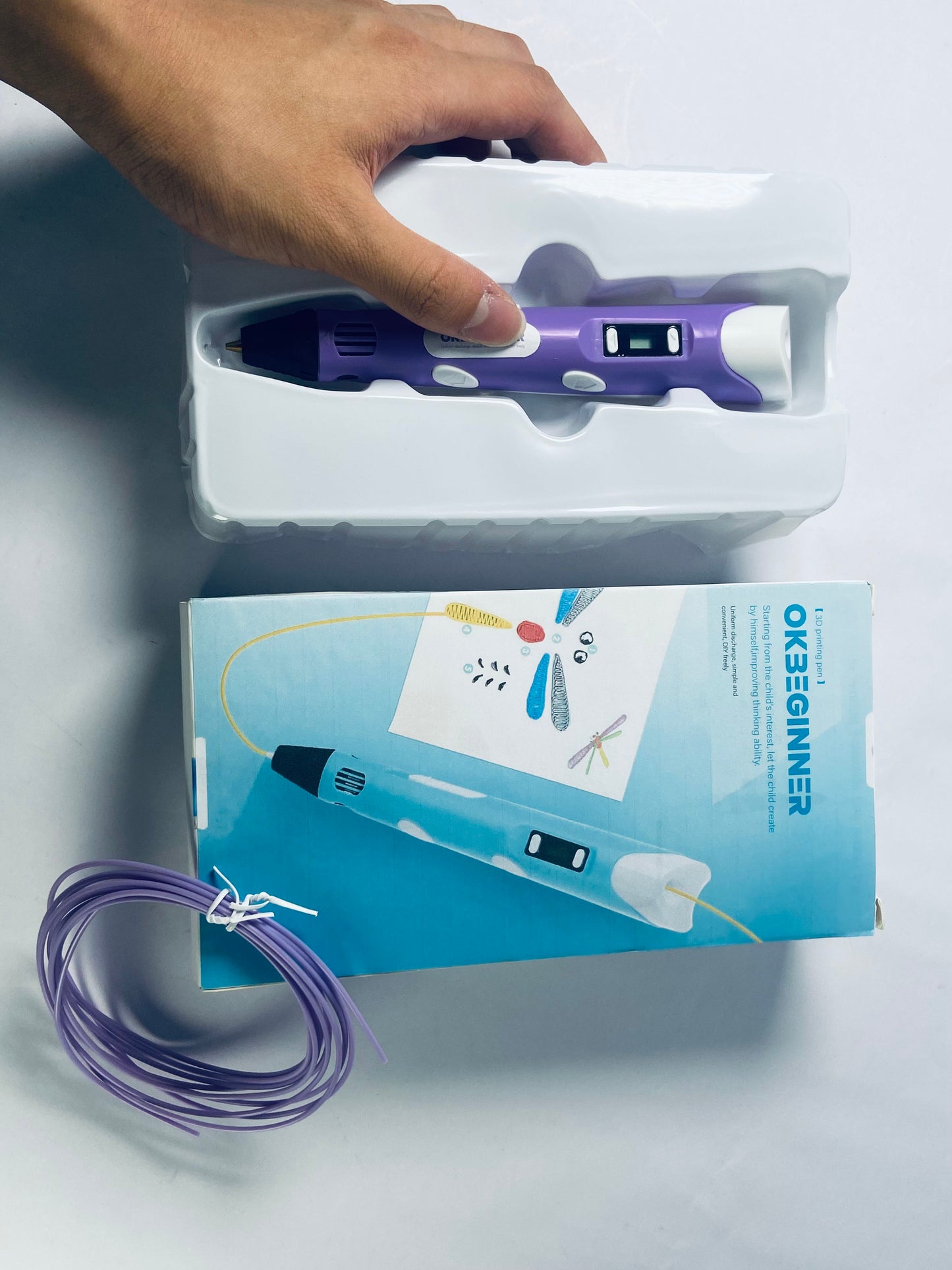 OKBEGINNER 3D Printing Pens with Display - Includes 3D Pen, 3 Starter Colors of PLA Filament, Stencil Book + Project Guide, and Charger