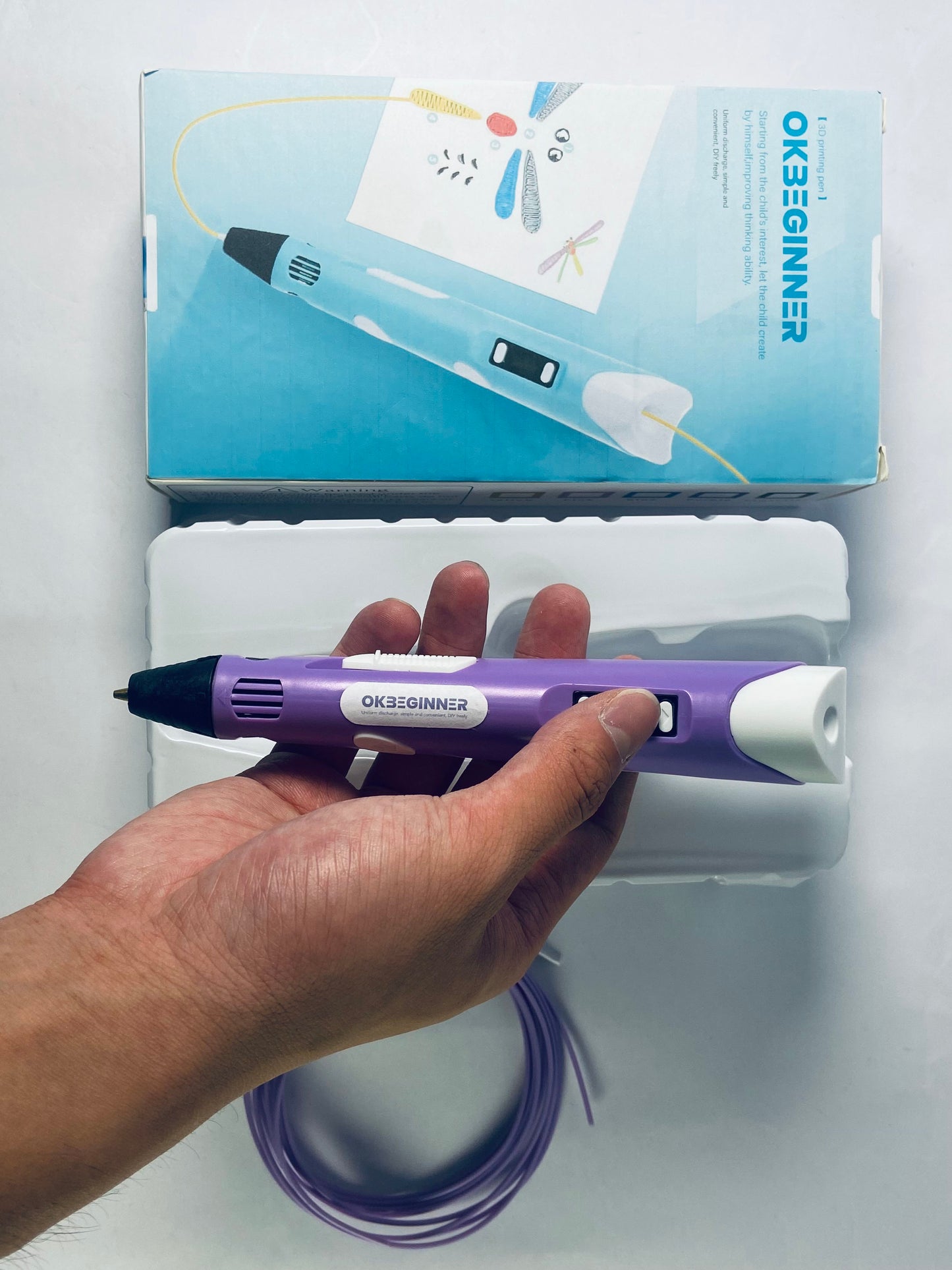 OKBEGINNER 3D Printing Pens with Display - Includes 3D Pen, 3 Starter Colors of PLA Filament, Stencil Book + Project Guide, and Charger
