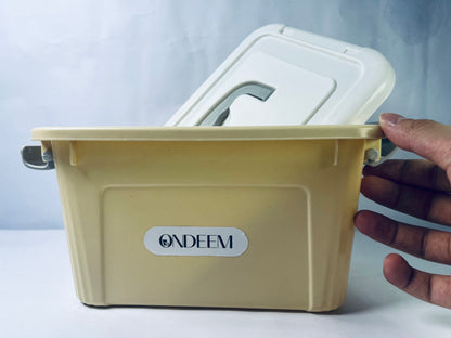 ONDEEM Plastic Storage Bins with Lids Large Storage Box with Handle Stackable Containers for Organizing，Reusable containers for efficient storage