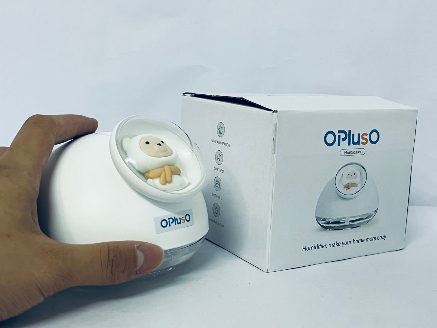 OPlusO Humidifiers White Ultrasonic Cool Mist Humidifier, 1 Gallon Auto Shut-Off for Large Room, Baby Nursery, Bedroom Office, Clear & White