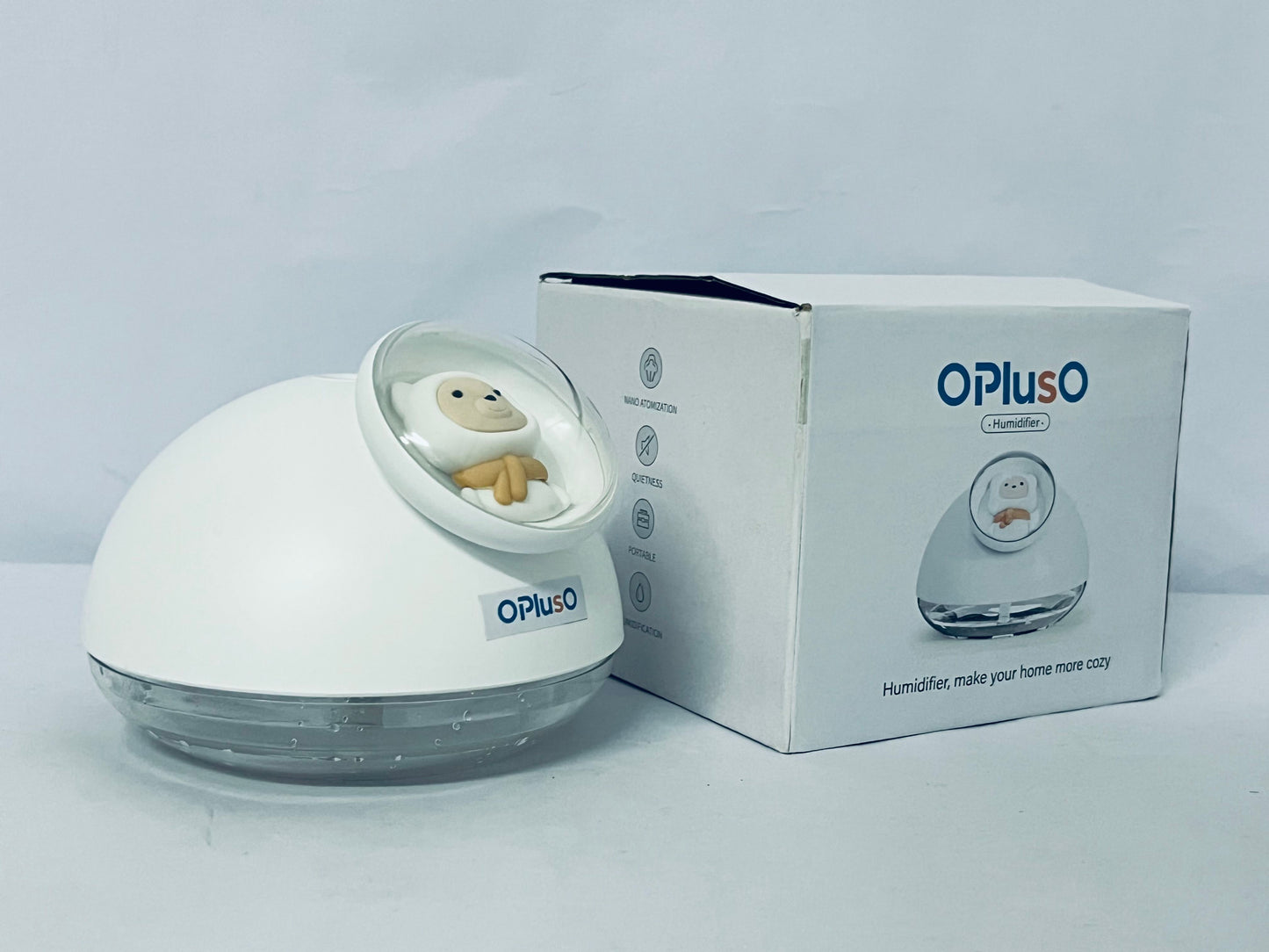 OPlusO Humidifiers White Ultrasonic Cool Mist Humidifier, 1 Gallon Auto Shut-Off for Large Room, Baby Nursery, Bedroom Office, Clear & White