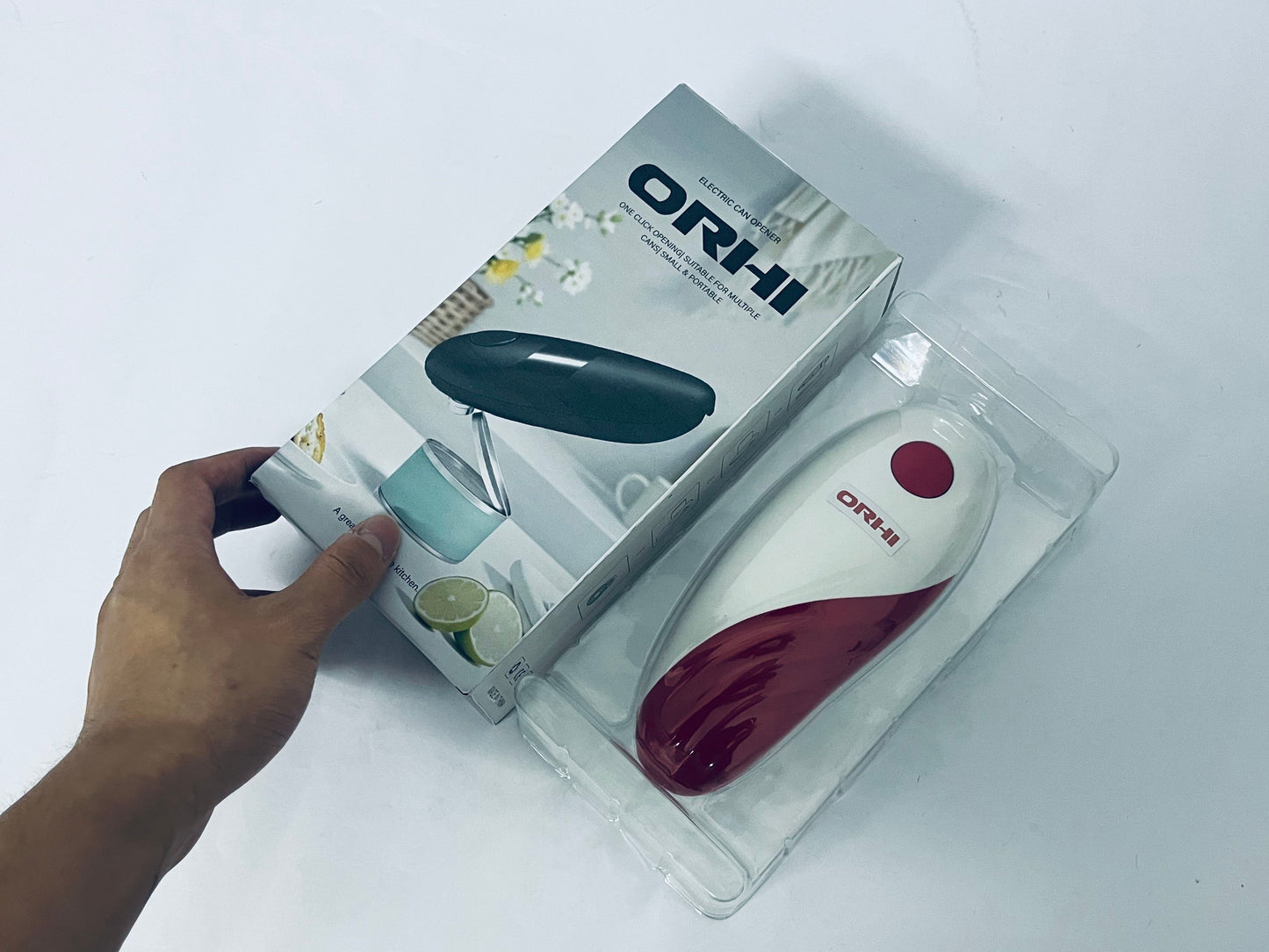 ORHI Electric Can Opener, Effortless One-Touch Operation with Safety Smooth Edge, Battery Powered Automatic Can Opener for All Can Sizes Best for Seniors, Arthritis