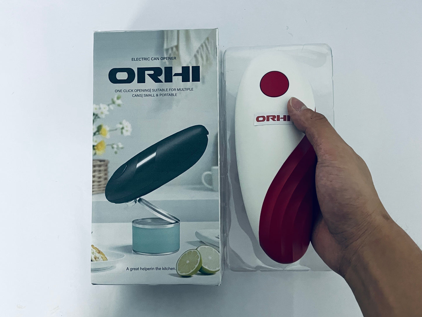 ORHI Electric Can Opener, Effortless One-Touch Operation with Safety Smooth Edge, Battery Powered Automatic Can Opener for All Can Sizes Best for Seniors, Arthritis
