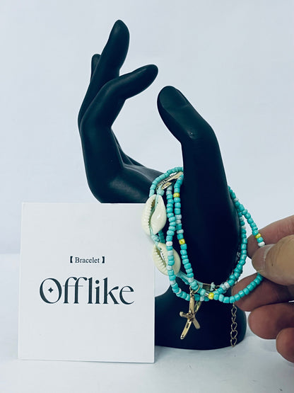 Offlike Bohemian Starfish Bracelets for Women - Adjustable Stackable Beach Bracelets, Handmade Stretchy Beaded Summer Jewelry, Perfect for Surf & Waterproof Fun