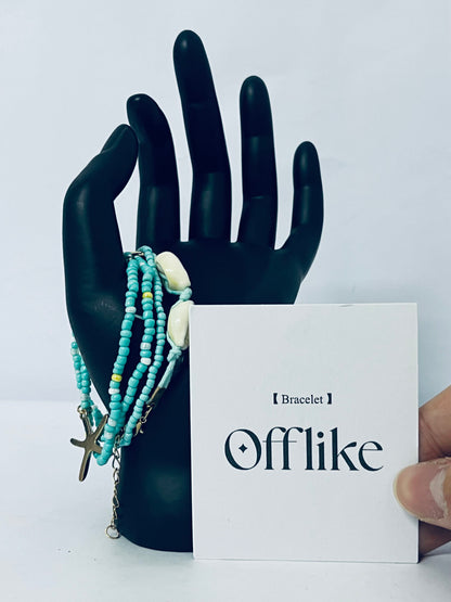 Offlike Bohemian Starfish Bracelets for Women - Adjustable Stackable Beach Bracelets, Handmade Stretchy Beaded Summer Jewelry, Perfect for Surf & Waterproof Fun
