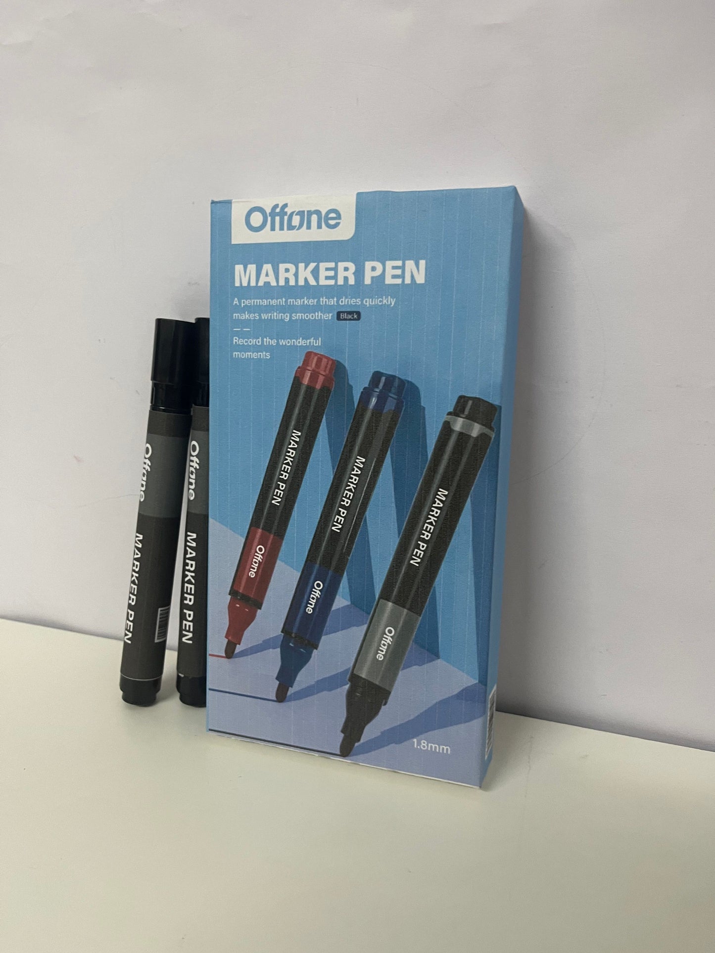 【Offone Marker pens】——Offone Quick-Dry Permanent Markers - 1.8mm Precision Tip, Waterproof Black Markers for School & Office