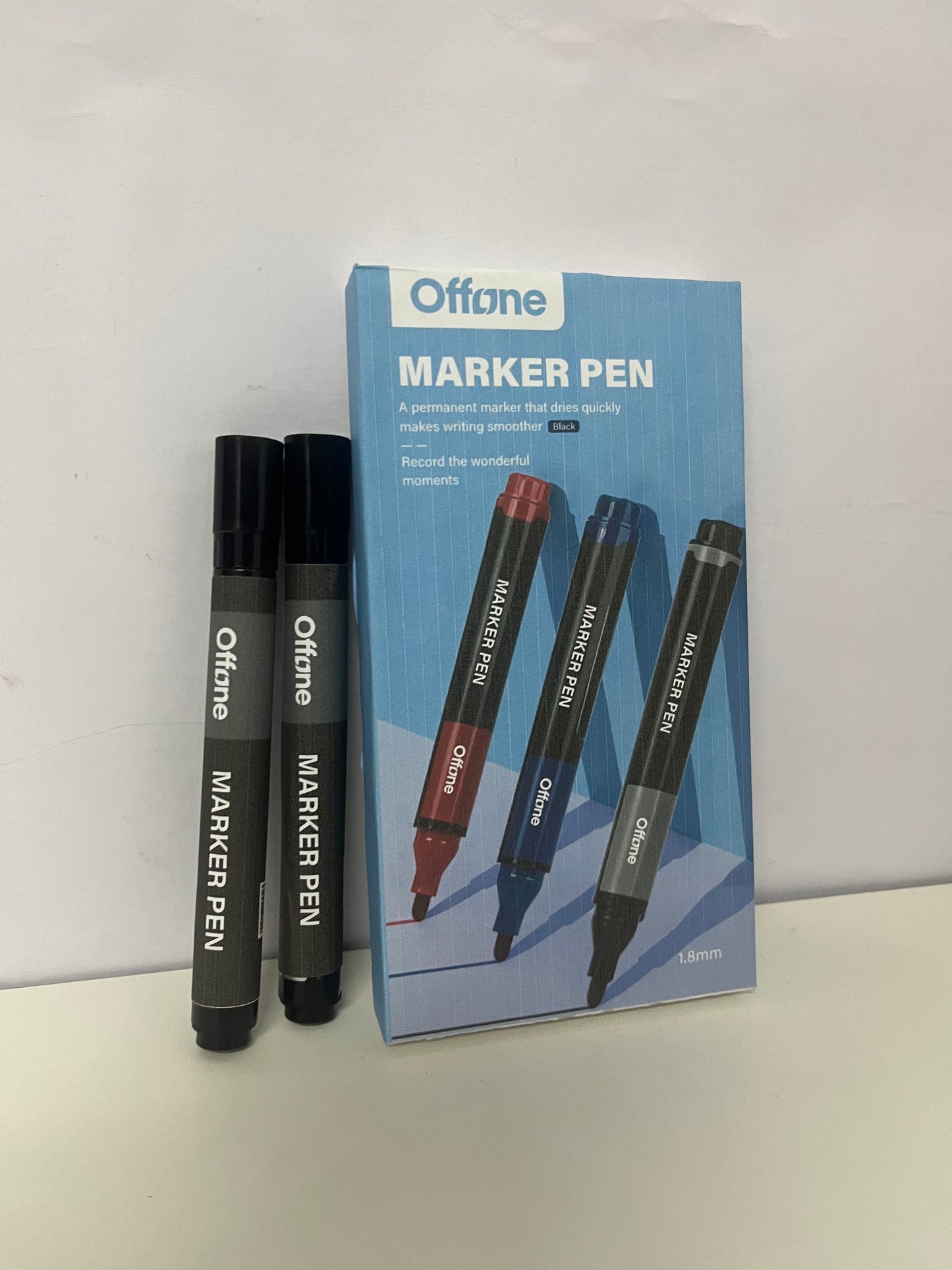 【Offone Marker pens】——Offone Quick-Dry Permanent Markers - 1.8mm Precision Tip, Waterproof Black Markers for School & Office