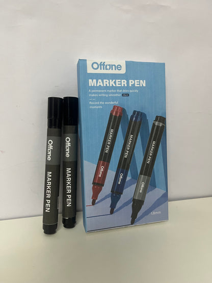【Offone Marker pens】——Offone Quick-Dry Permanent Markers - 1.8mm Precision Tip, Waterproof Black Markers for School & Office