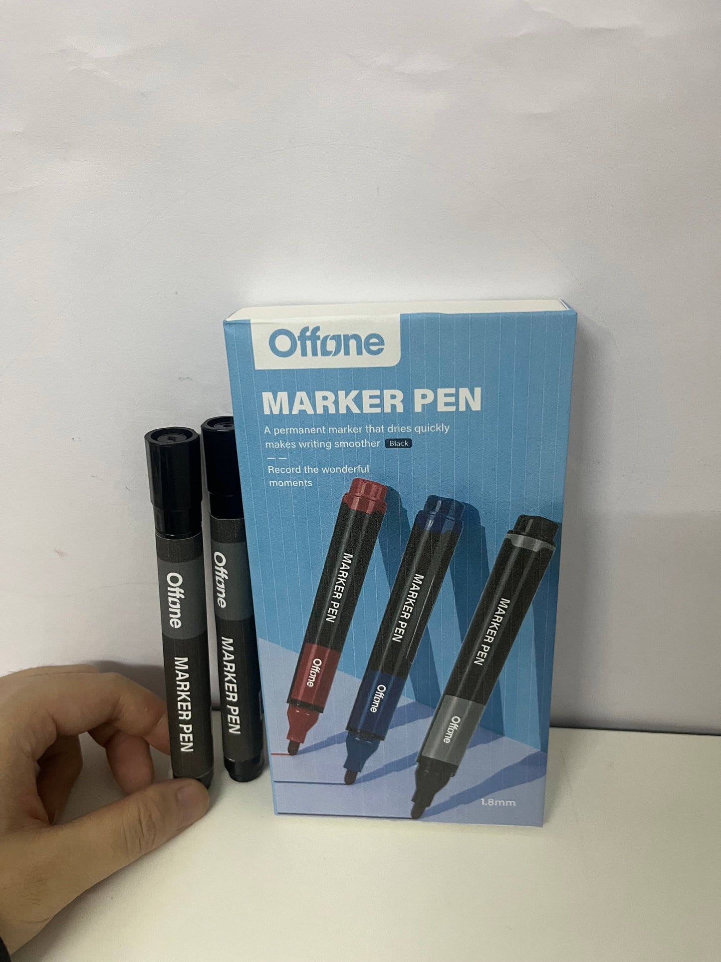 【Offone Marker pens】——Offone Quick-Dry Permanent Markers - 1.8mm Precision Tip, Waterproof Black Markers for School & Office