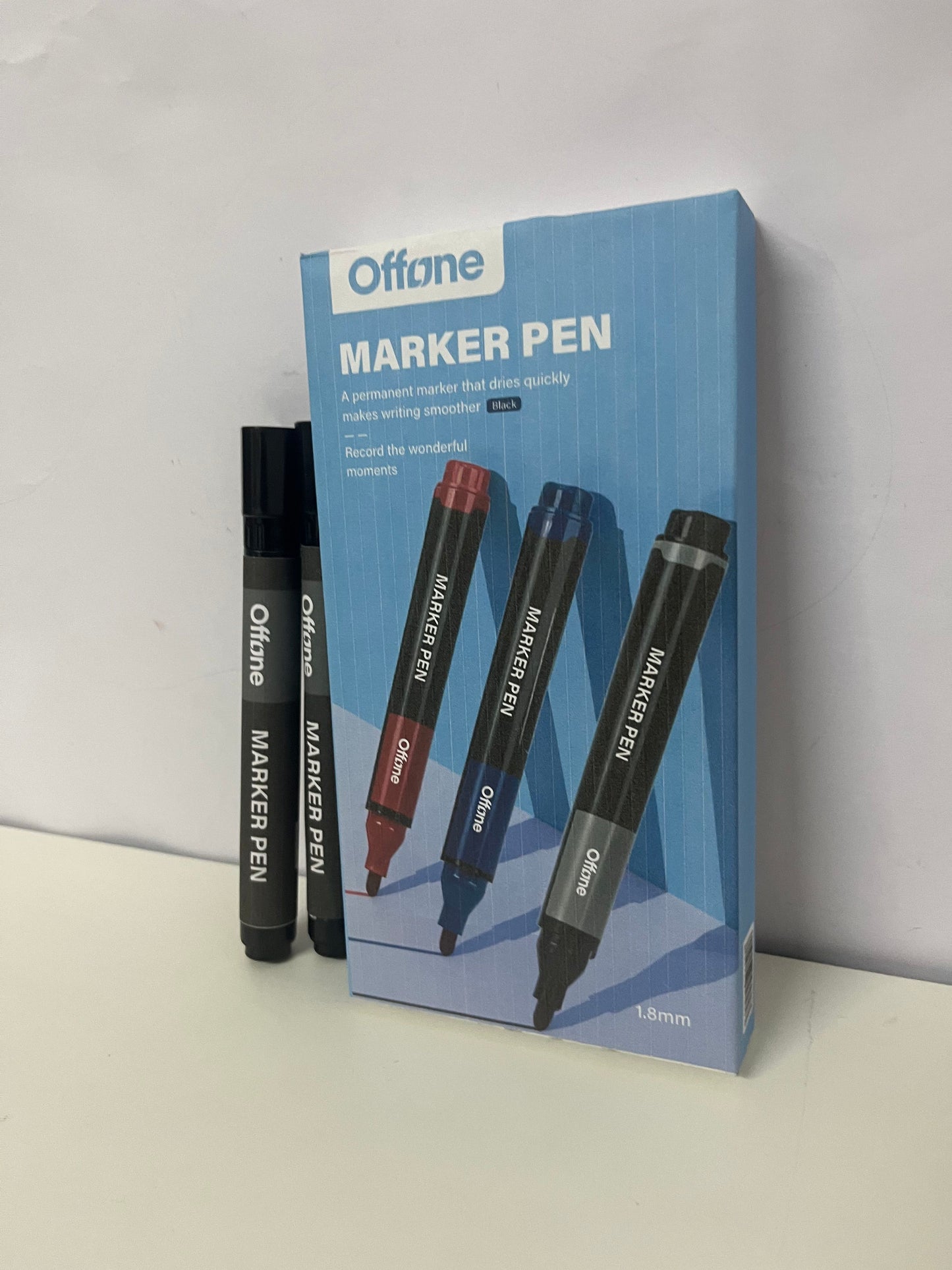 【Offone Marker pens】——Offone Quick-Dry Permanent Markers - 1.8mm Precision Tip, Waterproof Black Markers for School & Office