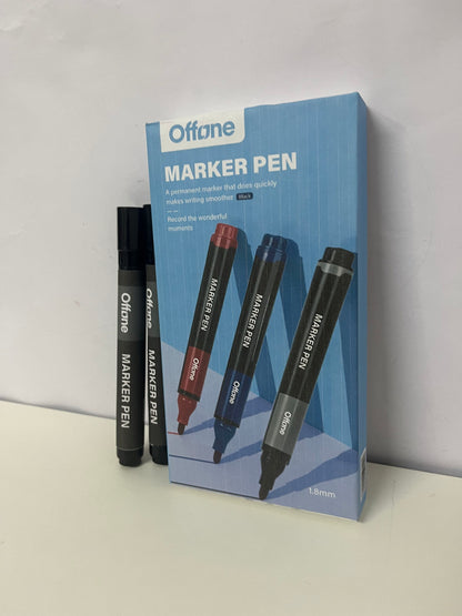 【Offone Marker pens】——Offone Quick-Dry Permanent Markers - 1.8mm Precision Tip, Waterproof Black Markers for School & Office