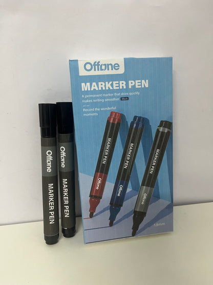 【Offone Marker pens】——Offone Quick-Dry Permanent Markers - 1.8mm Precision Tip, Waterproof Black Markers for School & Office