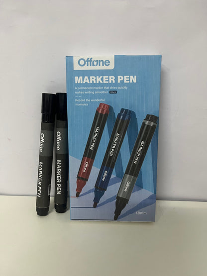 【Offone Marker pens】——Offone Quick-Dry Permanent Markers - 1.8mm Precision Tip, Waterproof Black Markers for School & Office