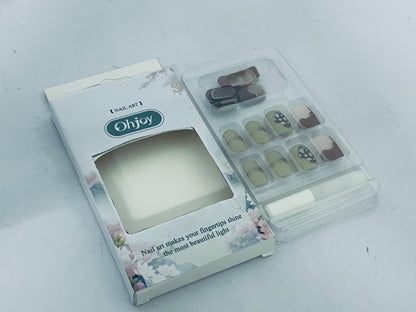 Ohjoy Artistic Press-on Nails Set, Exquisite Hand-painted False Nails