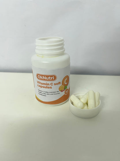 OkNutri Vitamin C Soft Capsules, 30 Count - Support Skin & Mucous Membrane Health, Your Daily Vitamin C Supplement