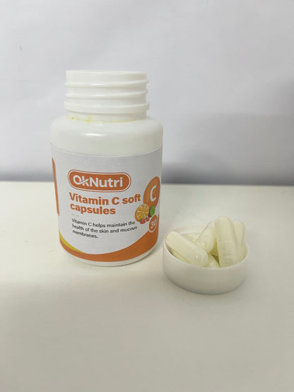 OkNutri Vitamin C Soft Capsules, 30 Count - Support Skin & Mucous Membrane Health, Your Daily Vitamin C Supplement
