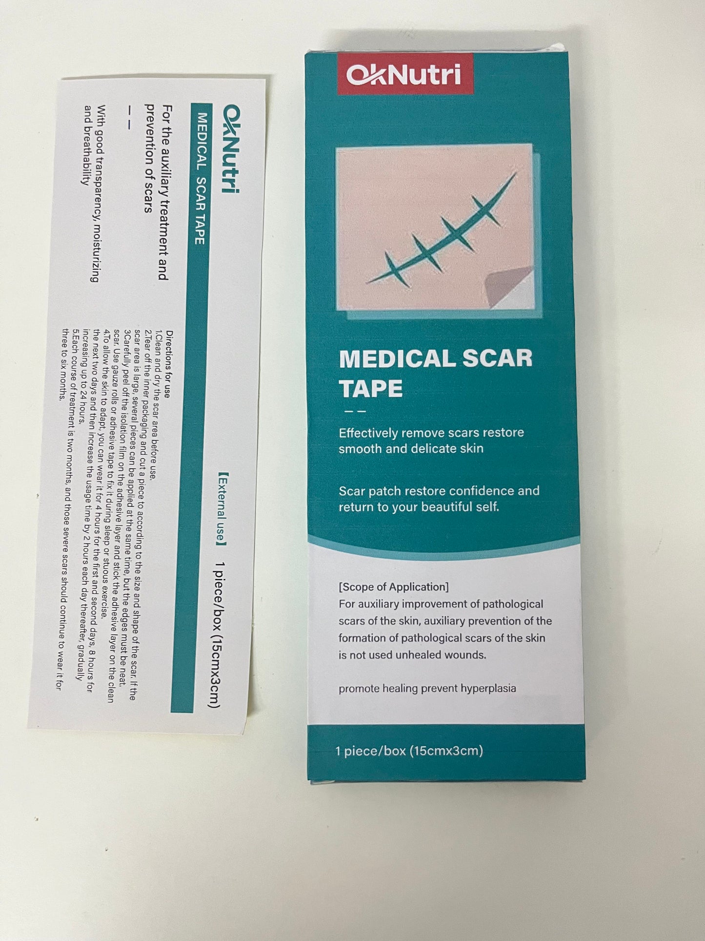 OkNutri Medical Scar Tape, Effectively Remove Scars & Prevent Hyperplasia, Restore Smooth Delicate Skin