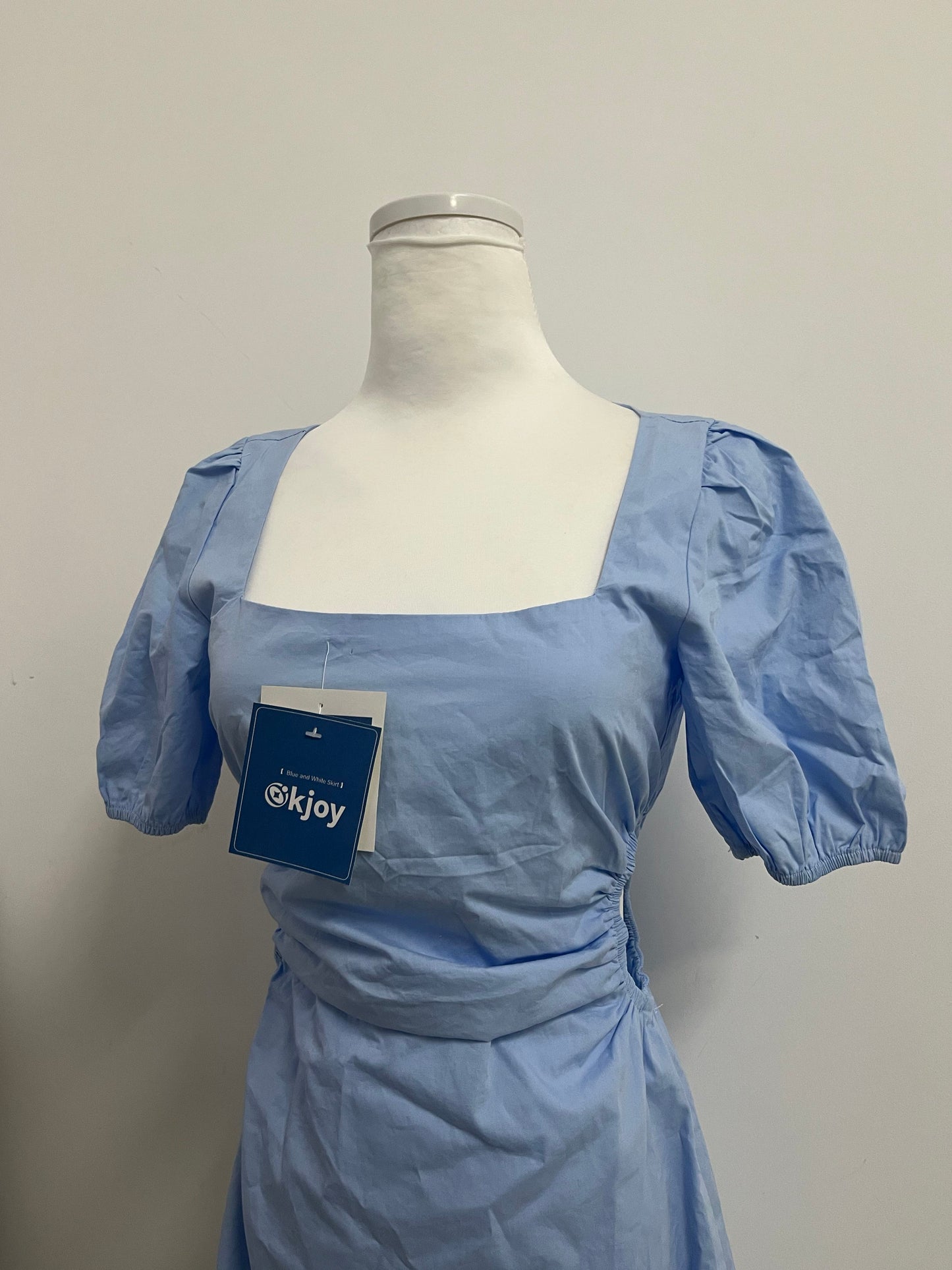Okjoy Dresses Light Blue Puff - Sleeve Dress - A Perfect Encounter of Sweetness and Elegance