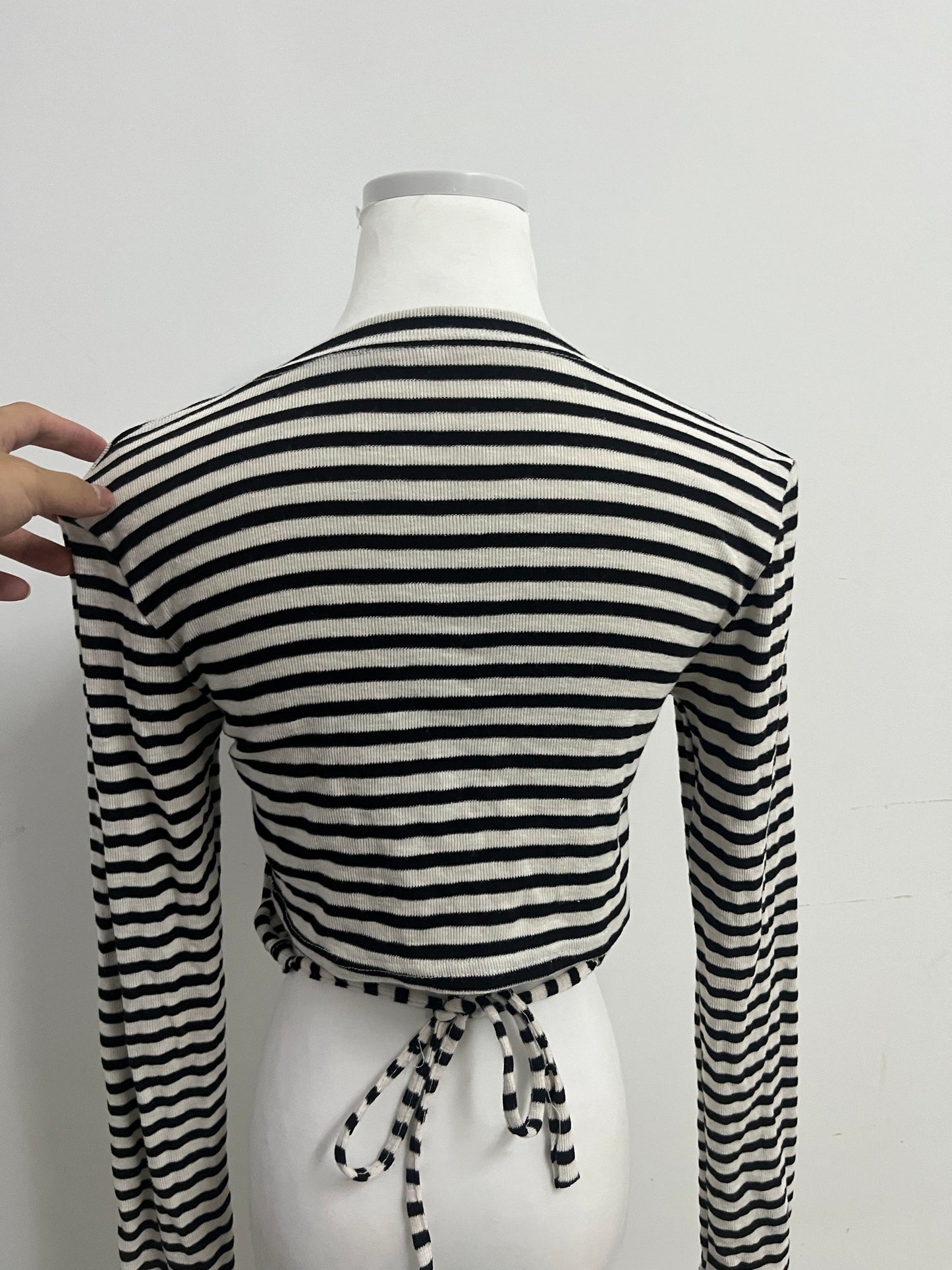 Okjoy Tops as clothing Black and White Striped Long - Sleeve Top - The Perfect Fusion of Classic and Fashion