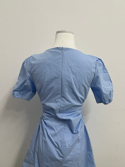 Okjoy Dresses Light Blue Puff - Sleeve Dress - A Perfect Encounter of Sweetness and Elegance