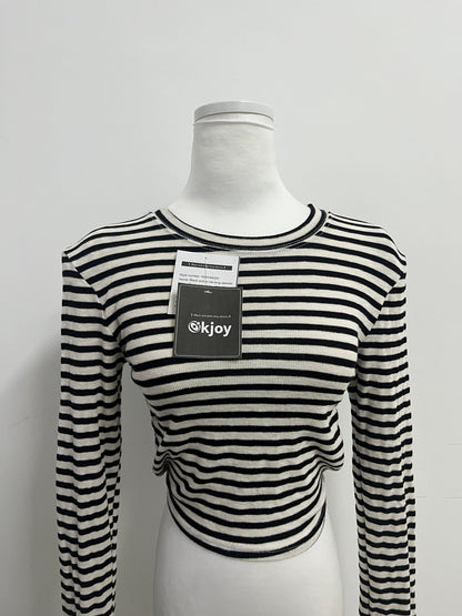 Okjoy Tops as clothing Black and White Striped Long - Sleeve Top - The Perfect Fusion of Classic and Fashion