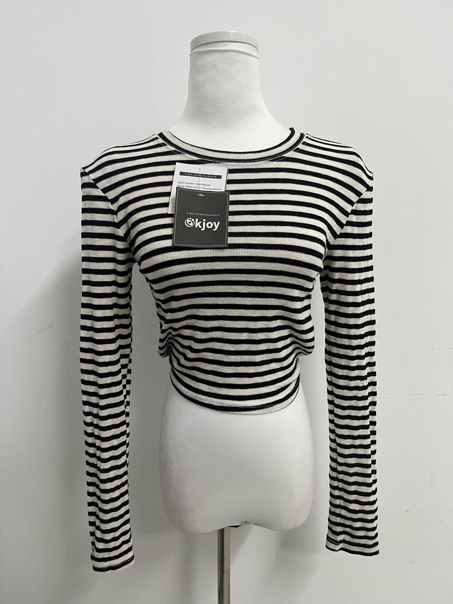Okjoy Tops as clothing Black and White Striped Long - Sleeve Top - The Perfect Fusion of Classic and Fashion