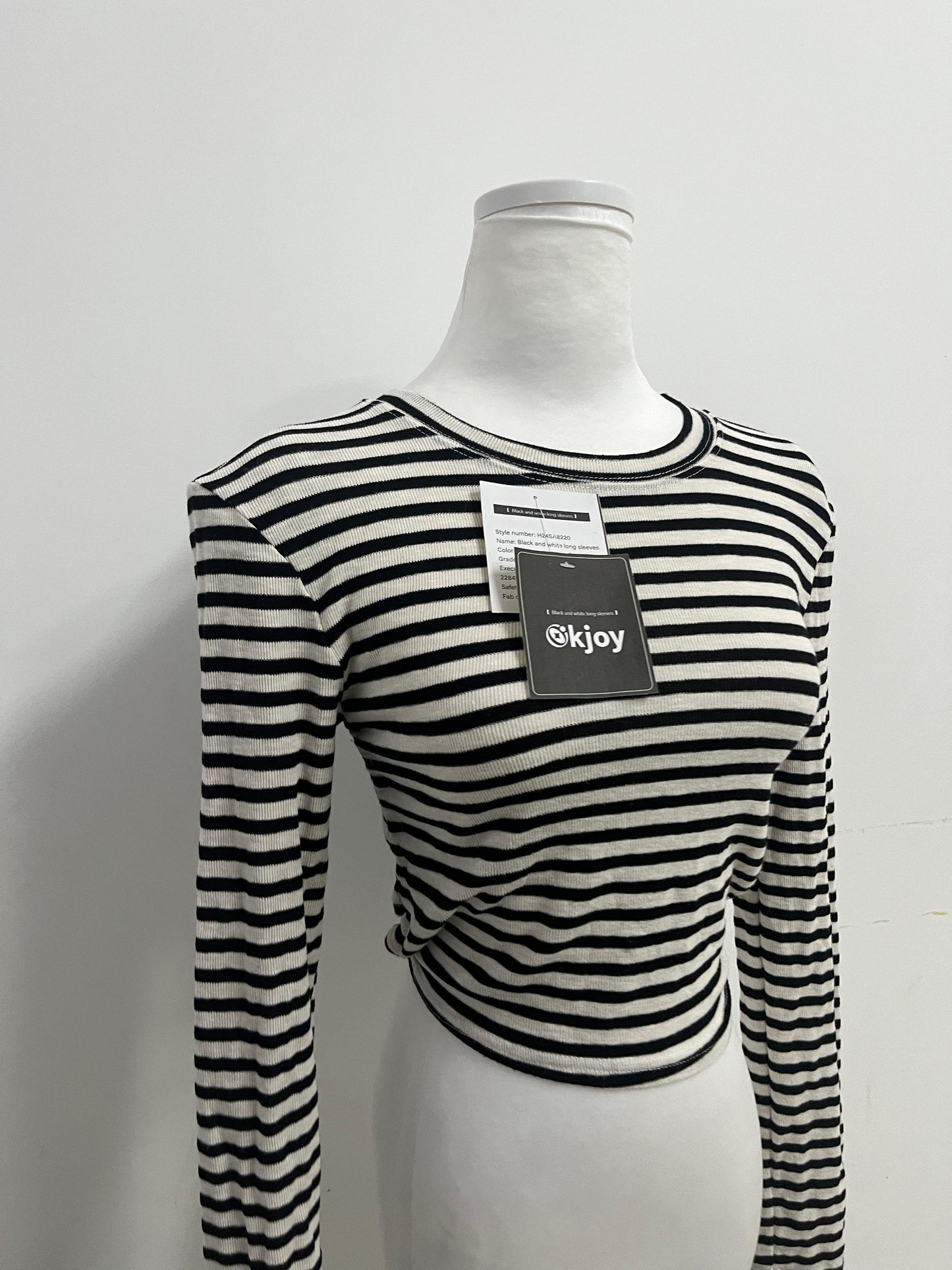 Okjoy Tops as clothing Black and White Striped Long - Sleeve Top - The Perfect Fusion of Classic and Fashion