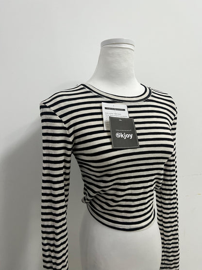 Okjoy Tops as clothing Black and White Striped Long - Sleeve Top - The Perfect Fusion of Classic and Fashion