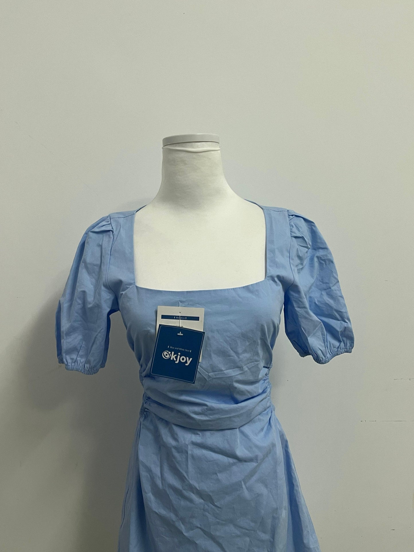 Okjoy Dresses Light Blue Puff - Sleeve Dress - A Perfect Encounter of Sweetness and Elegance