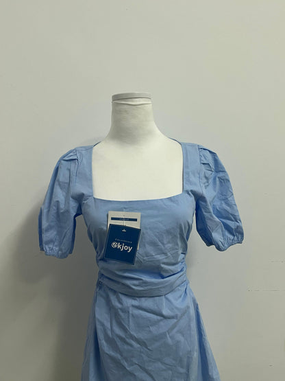 Okjoy Dresses Light Blue Puff - Sleeve Dress - A Perfect Encounter of Sweetness and Elegance