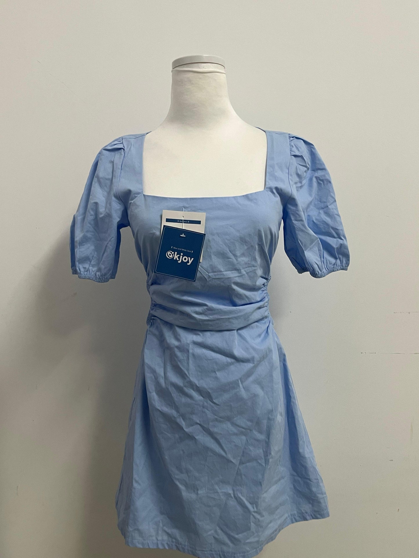 Okjoy Dresses Light Blue Puff - Sleeve Dress - A Perfect Encounter of Sweetness and Elegance