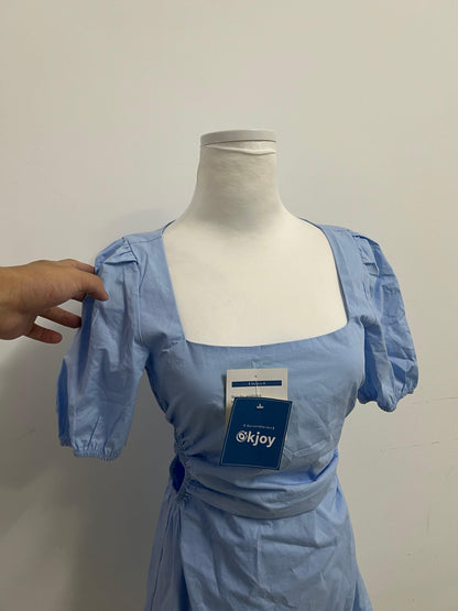 Okjoy Dresses Light Blue Puff - Sleeve Dress - A Perfect Encounter of Sweetness and Elegance