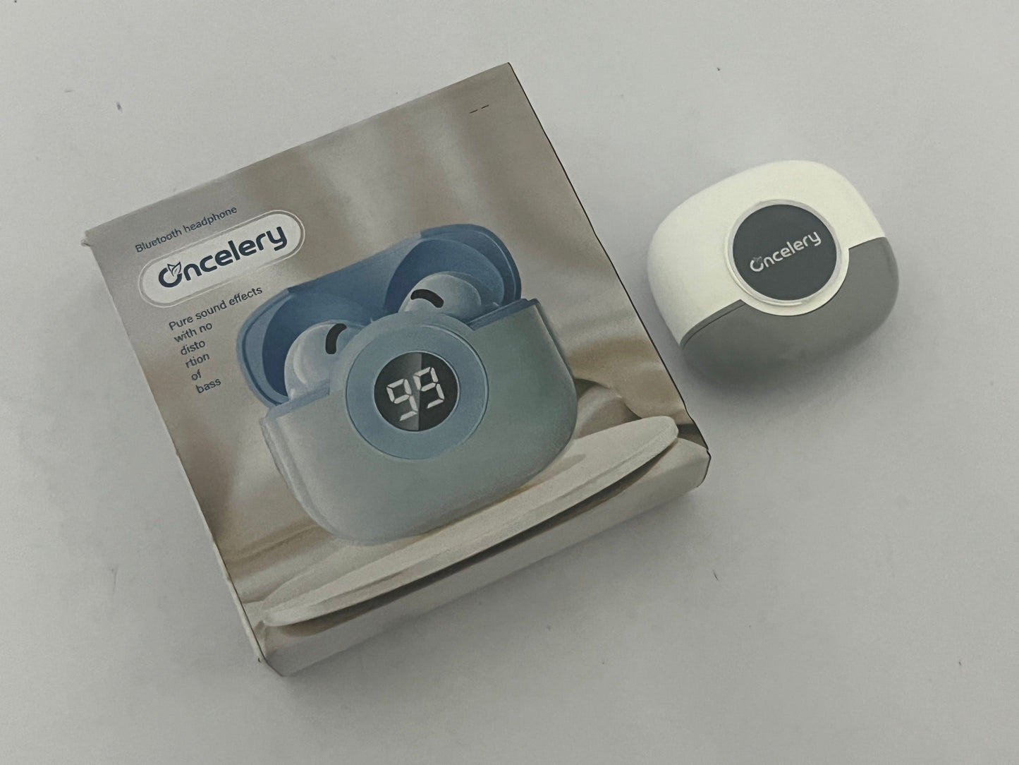 Oncelery Bluetooth Headphones True Wireless Earbuds 50H Playback LED Power Display Earphones with Wireless Charging Case