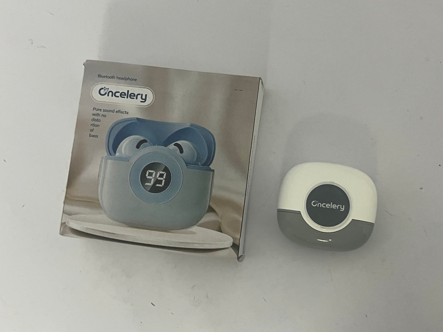 Oncelery Bluetooth Headphones True Wireless Earbuds 50H Playback LED Power Display Earphones with Wireless Charging Case